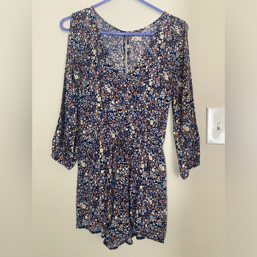 *Final Price Hollister S Floral Slit Sleeve Faux Wrap Romper One Piece Boho